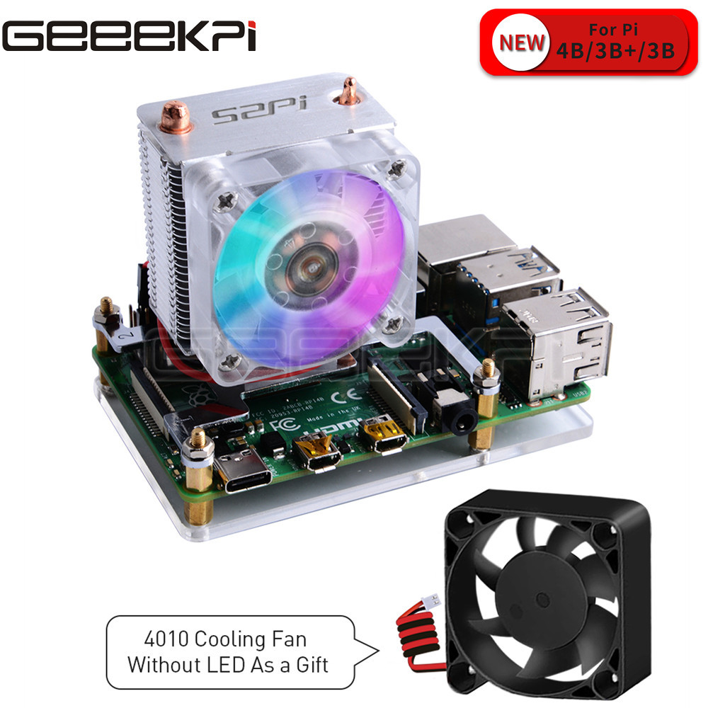 Pi Power Supply - Прозрачный черный чехол GeeekPi с охлаждающим